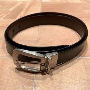 Pierre Cardin Black Leather Belt with Silver Buckle